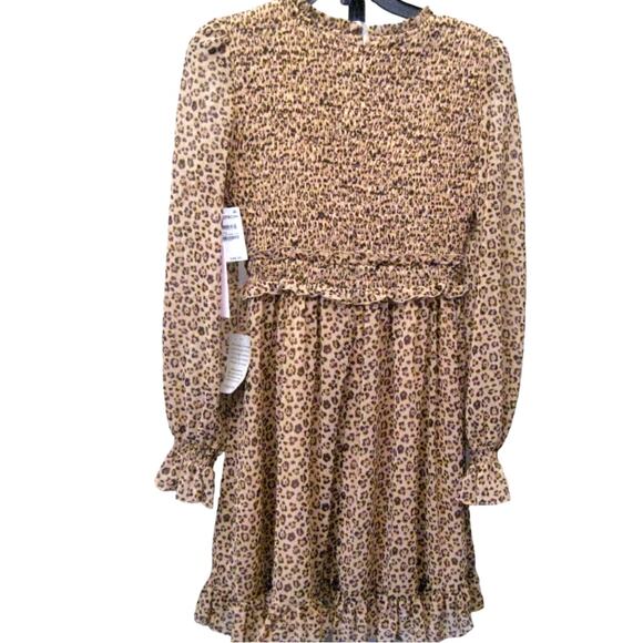NWT! RACHEL PARCELL Tan Animal Floral Long Sleeve Fit & Fit Dress Sz Large - Picture 6 of 6